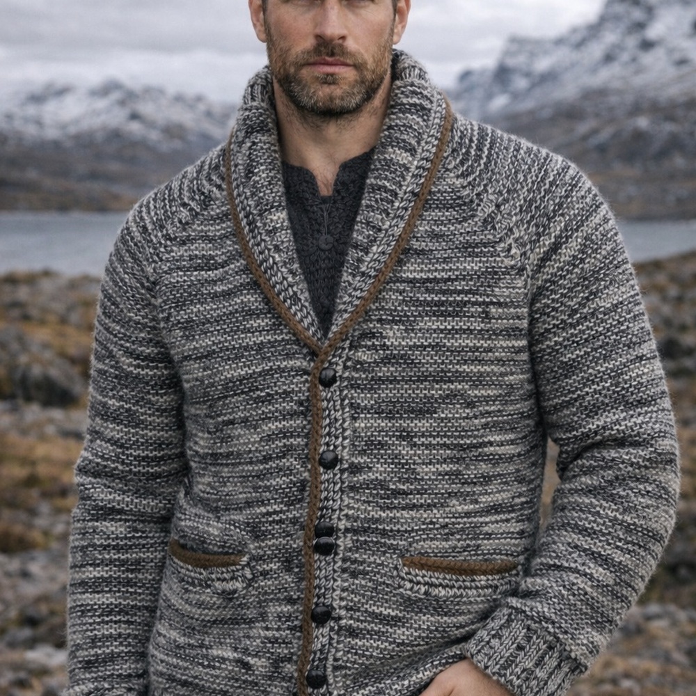 Farmers Market Iceland 100% Wool Cardigan – Men’s XL – Handmade